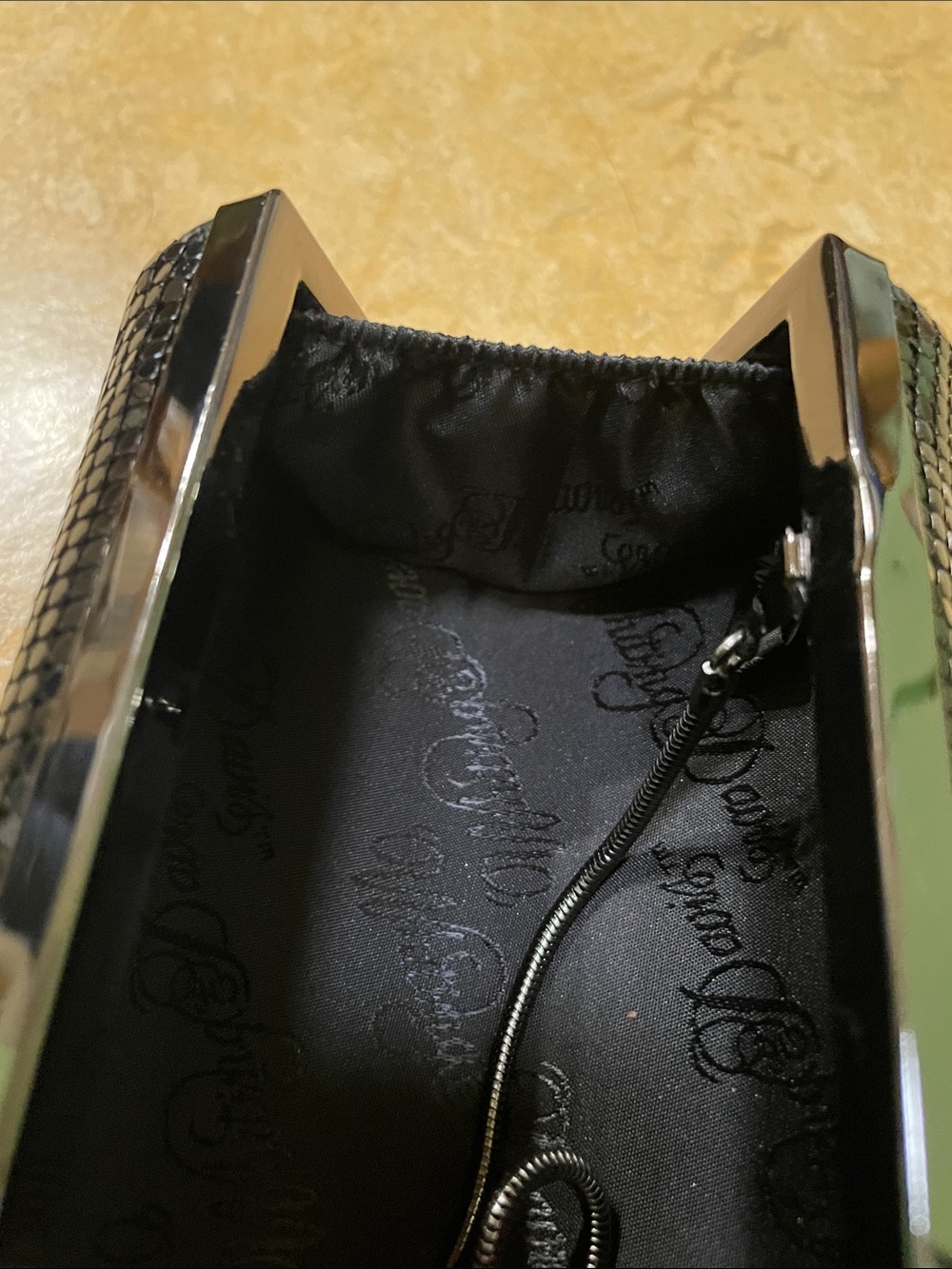 Whiting & Davis Metallic Black Barrel Baguette Mesh Purse Evening Bag Clutch GUC - Picture 8 of 12